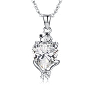 Sterling Silver Heart Birthstone Frog Pendant Necklace