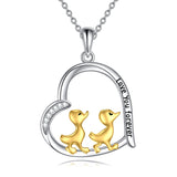 Duck Pendant Necklace 925 Sterling Silver Duck  Duck Jewelry for Mother Women Girls Duck Lovers Gifts