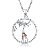 Sterling Silver  Giraffe Pendant Necklace Cute Animal Jewelry for Women Girls Christmas Gifts