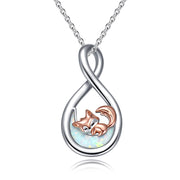 Fox Necklace 925 Sterling Silver Cute Fox Pendant Necklace Fox Jewelry Gifts for Women