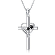 925 Sterling Silve Veterinary Stethoscope & Cross Pendant Necklace