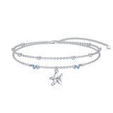 Sterling Silver Personalized Filigree Turtle Orca Whale Single Layer Anklet Bracelet