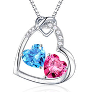 Sterling Silver Heart Birthstone Pendant Necklace