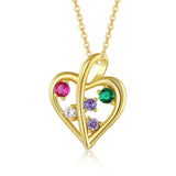 10 14 18K Gold Personalized Round Birthstone  Pendant Necklace