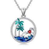 Sterling Silver Birthstone Dolphin Pendant Necklace