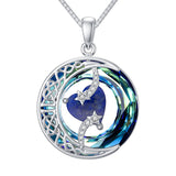 Sterling Silver Crystal Heart Birthstone Moon Star Pendant Necklace