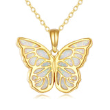 Butterfly Necklace 14K Solid Gold Opal Butterfly Necklace Pendant Fine Jewelry Gifts for Wife, Mom,Girlfriend Women