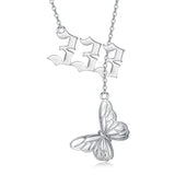 Sterling Silver Lariat Y-Shaped Butterfly Angel Number 11 11/333/444  Pendant Necklace