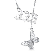 Sterling Silver Lariat Y-Shaped Butterfly Angel Number 11 11/333/444Pendant Necklace