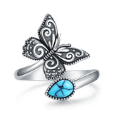 Sterling Silver Dragonfly Ring Butterfly Ring Hummingbird Spoon Ring Oxidized Animal Adjustable Ring for Women