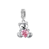 Sterling Silver Crystal Teddy Bear Bead Charms