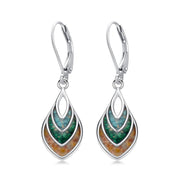 Gifts for Women Mother 925 Sterling Silver Turquoise Malachite  Tiger Eye Stone Teardrop Dangle Earrings Turquoise Jewelry Gifts for Women Girls