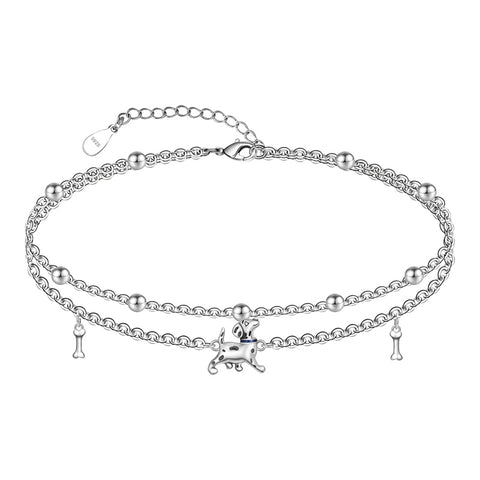 Sterling Silver Multi-layered Animal Anklet