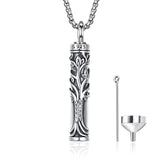 925 Sterling Silver Tree of Life Cremation Jewelry  Urn Necklace for Ashes for Men with 2.5mm 22"+2" Rolo Chain