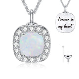 Sterling Silver Personalized Engraved Opal Urn Necklace for Ashes