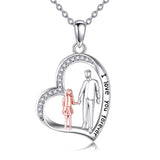 Sterling Silver Father Daughter Pendant Necklace with Engraved Words