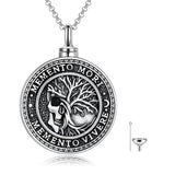 Memento Mori Necklace for Men 925 Sterling Silver Memento Mori Pendant Gothic Skull Pendant Amulet Protection Jewelry Gifts