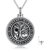 Sterling Silver Memento Mori& Gothic Skull Urn Necklace For Ashes