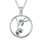 Sterling Silver Raccoon Dolphin Sea Otter Wolf Sloth Mother Daughter Pendant Necklace