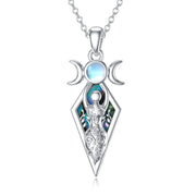 Sterling Silver Triple Moon Goddess Amulet Pendant Necklace