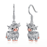 Highland Cow Earrings 925 Sterling Silver Highland Cow Dangle Drop Earring Jewelry for Women Christmas Birthday Gifts