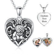 Sterling Silver Personalized Photo Highland Cow Pendant Necklace