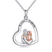 Sterling Silver Father Daughter Pendant Necklace with Engraved Words