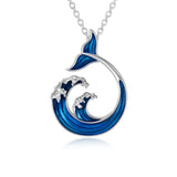 Sterling Silver Wave & Tail Pendant Necklace