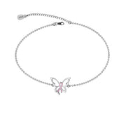 Sterling Silver Butterfly Cross Breast Cancer Awareness Bracelet