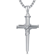 Sterling Silver 3 Nail Cross Pendant Necklace for Men