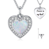 Sterling Silver Personalized Engraved Opal Urn Necklace for Ashes