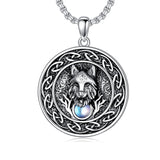 Sterling Silver Moonstone Wolf Protection Pendant Necklace