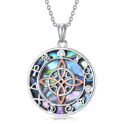 Sterling Silver Abalone Shell Witch Knot Goddess Amulet Pendant Necklace