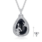 Sterling Silver Black Onyx Rose Hummingbird Urn Necklace for Ashes