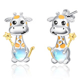 Moonstone Animal Stud Earrings for Women 925 Silver Hypoallergenic Cute Cartoon Animal Earrings  Jewelry Gifts