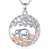 Sterling Silver Elephant with 1 2 3 Cubs Pendant Necklace