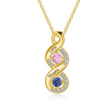 10K 14K 18K Gold Personalized Engraved &Birthstone Infinity Pendant Necklace