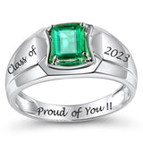 Sterling Silver Personalized Birthstone&Engraved Class Ring  Graduation Ring