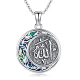 Sterling Silver Allah & Tulip  Pendant Necklace