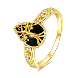 14k Real Gold  Tree of Life Onyx Ring Yellow Gold Gifts for Women