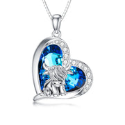 Sterling Silver Heart Crystal Highland Cow Pendant Necklace