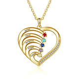 10K 14K 18K Solid Gold Personalized Engraved &Birthstone Pendant Necklace