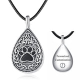 Sterling Silver Personalized Engraved Dog Paw Urn Necklace fo Ashes