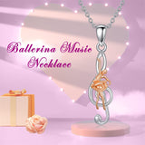 Sterling Silver Dance Ballerina Violin Music Note Pendant Necklace