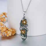 Sunflower Moss Agate Necklace 925 Sterling Silver SunflowerJewelry Gift for Women