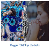 Sterling Silver Dagger Necklace Cross Dagger Evil Eye Dagger Evil Eye Pendant Necklace