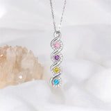 10K 14K 18K Gold Personalized Engraved &Birthstone Infinity Pendant Necklace