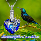 Animal Crystal Urn Necklace For Ashes925 Silver Hummingbird Cremation Necklace Heart Teardrop Urn Holder Necklaces For Women Memorial Jewelry