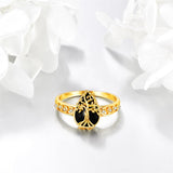 14k Real Gold  Tree of Life Onyx Ring Yellow Gold Gifts for Women