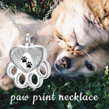 Sterling Silver Paw Print Urn Necklace for Ashes